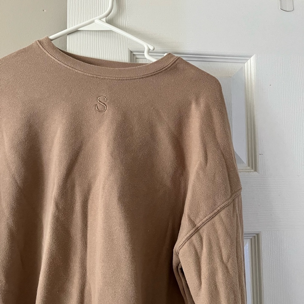 Tan Sweatshirt with Embroidered 'S'
